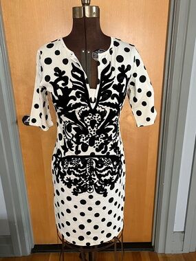 Black & White Polka Dot Floral Sheath Dress
